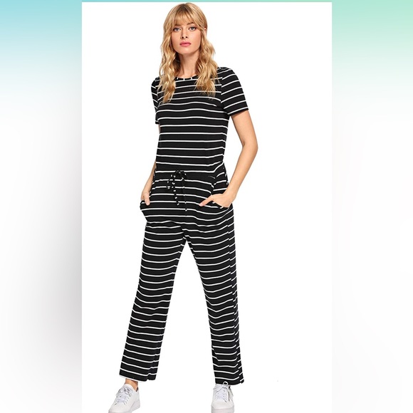 SweatyRocks Striped Jumpsuit - Picture 1 of 6